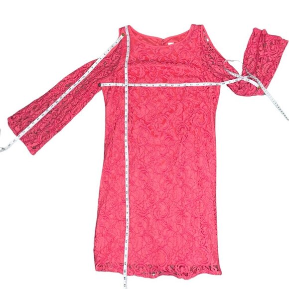 Adrianna Papell Women's Off Pink Floral Lace Slit Sleeve Modest Plus Size 16 - Picture 4 of 6